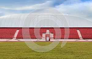 The football stadium and the new football arena in the form of a huge dome are an air-bearing structure measuring 115 Ãâ 82 meters